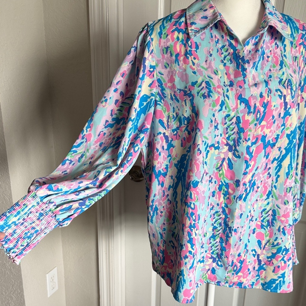 Amazon Women's Multicolor Button Down Shirt - Picture 6 of 15